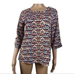 Everly Women Top Blouse Crewneck Pullover Colorful Sz S